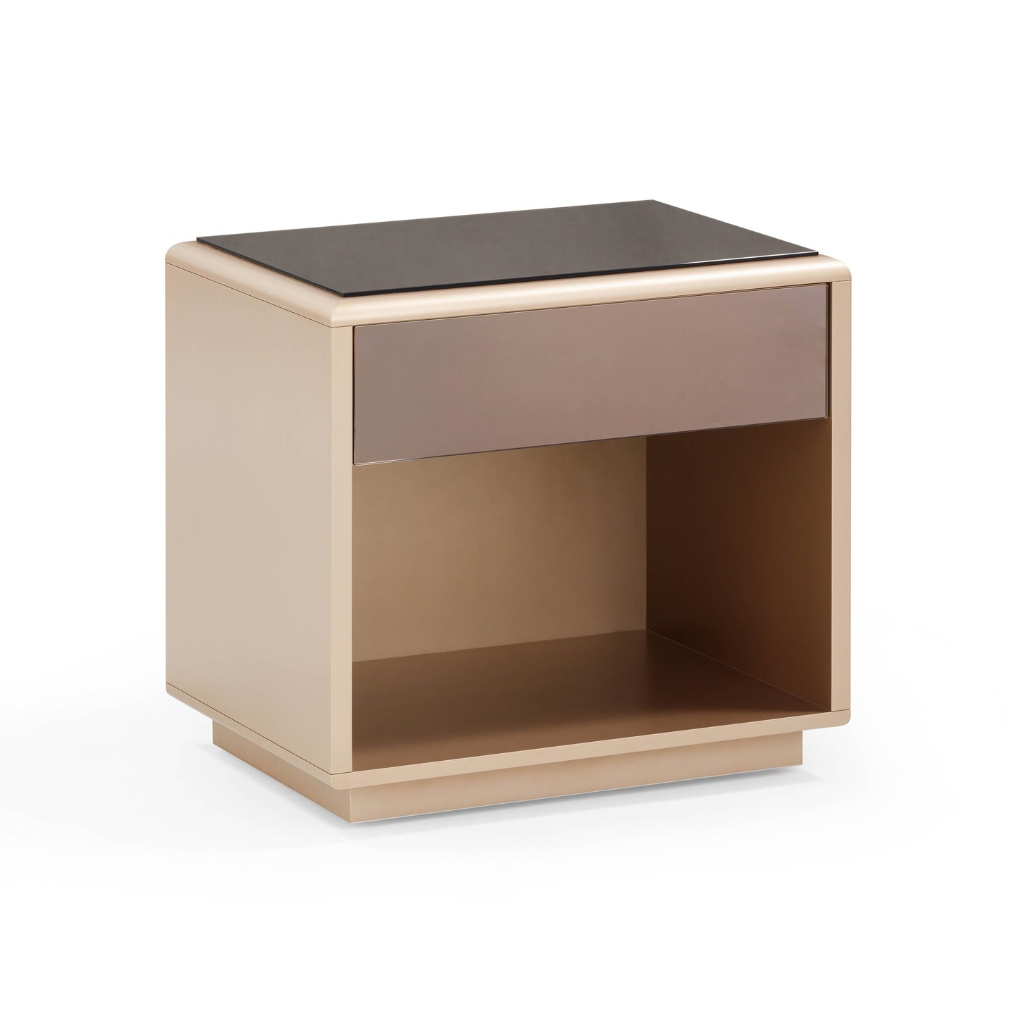 Martha 25" Taupe Mirrored Nightstand With Drawer
