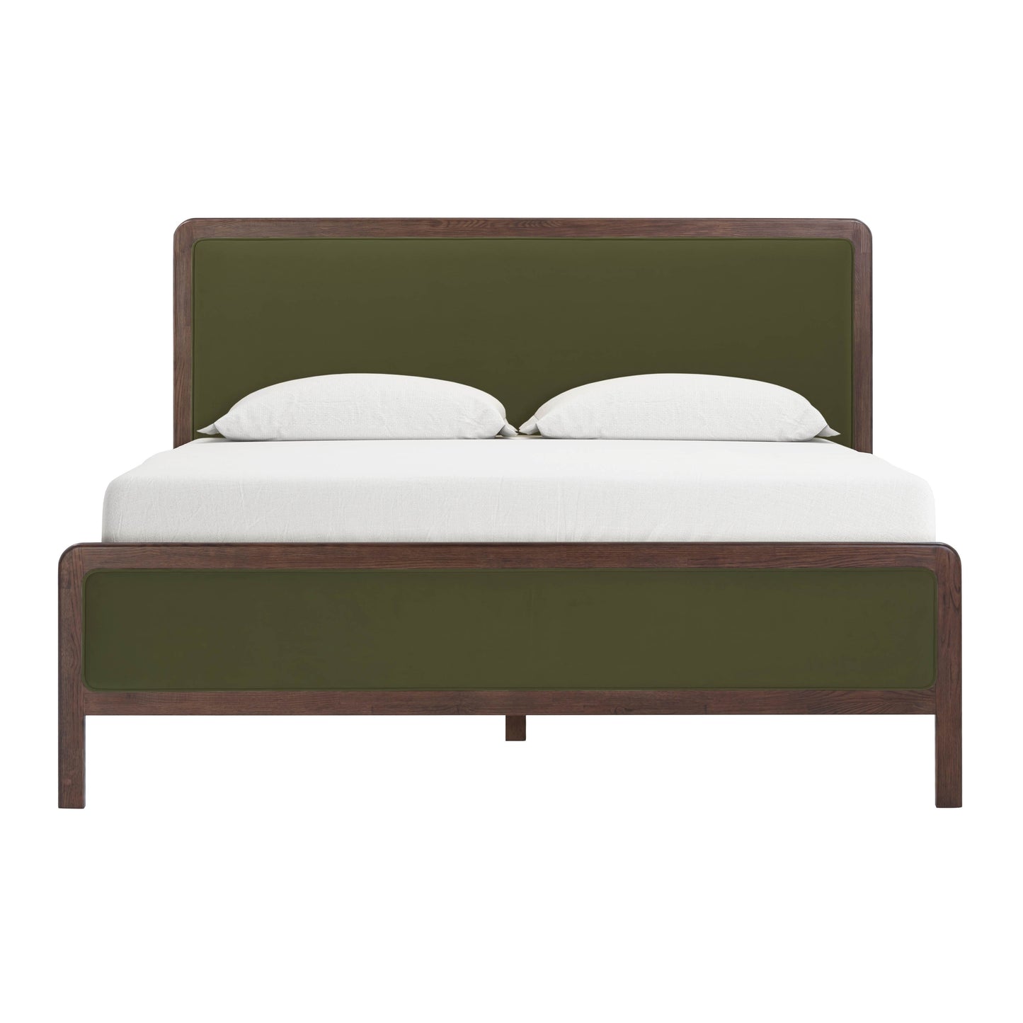 Hella Contract-Grade Velvet and Ash Wood Bed - Forest Green / King