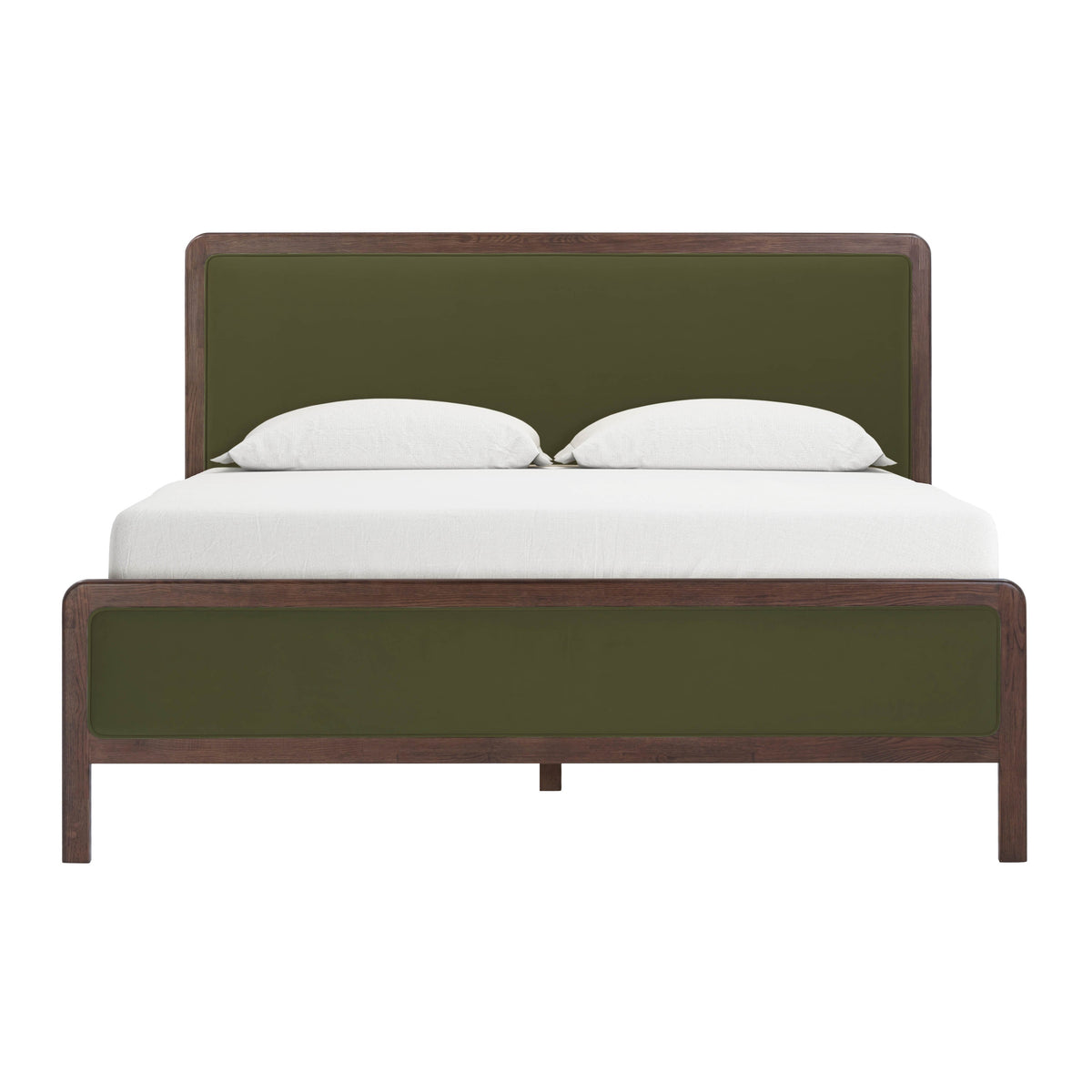 Hella Contract-Grade Velvet and Ash Wood Bed - Forest Green / King