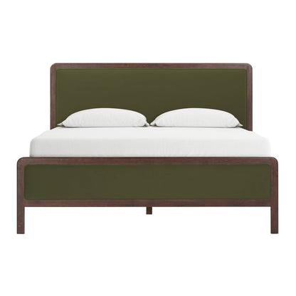 Hella Contract-Grade Velvet and Ash Wood Bed - Forest Green / King