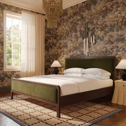 Hella Contract-Grade Velvet and Ash Wood Bed