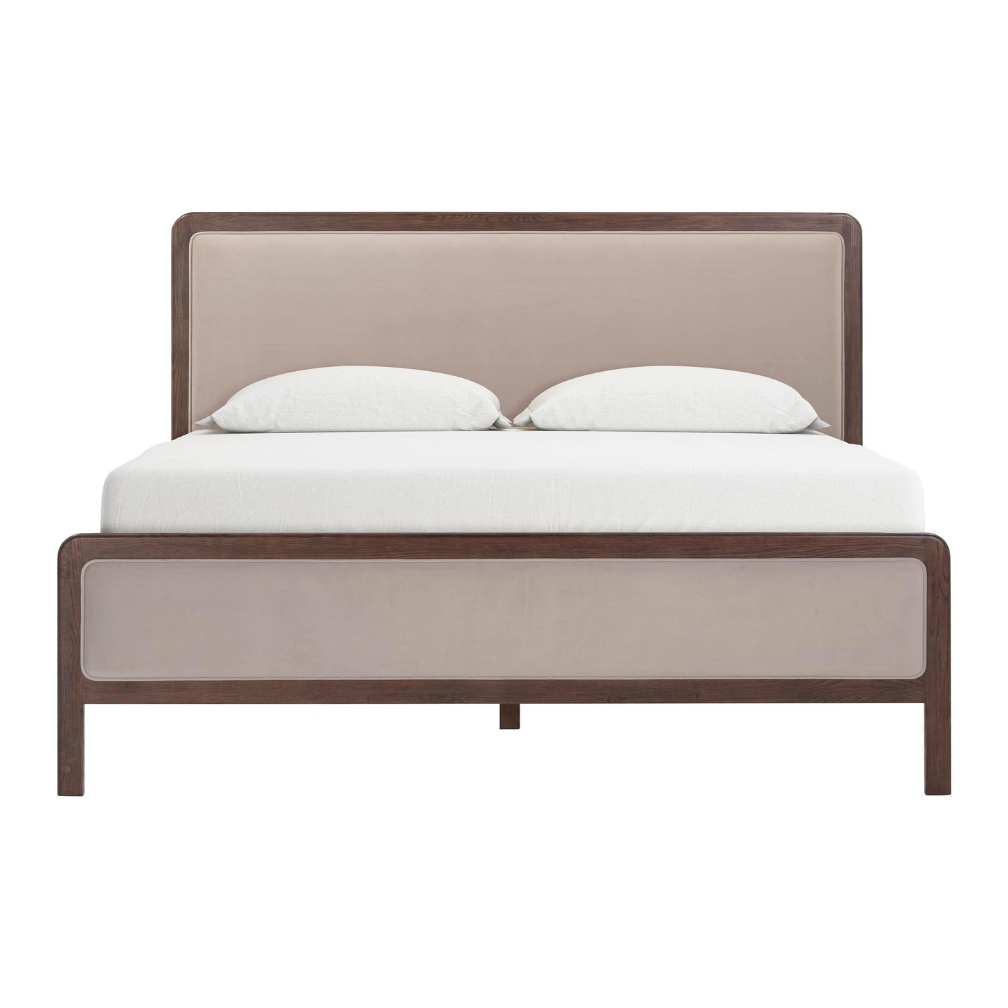 Hella Contract-Grade Velvet and Ash Wood Bed - Taupe / King