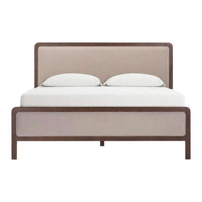 Hella Contract-Grade Velvet and Ash Wood Bed - Taupe / King
