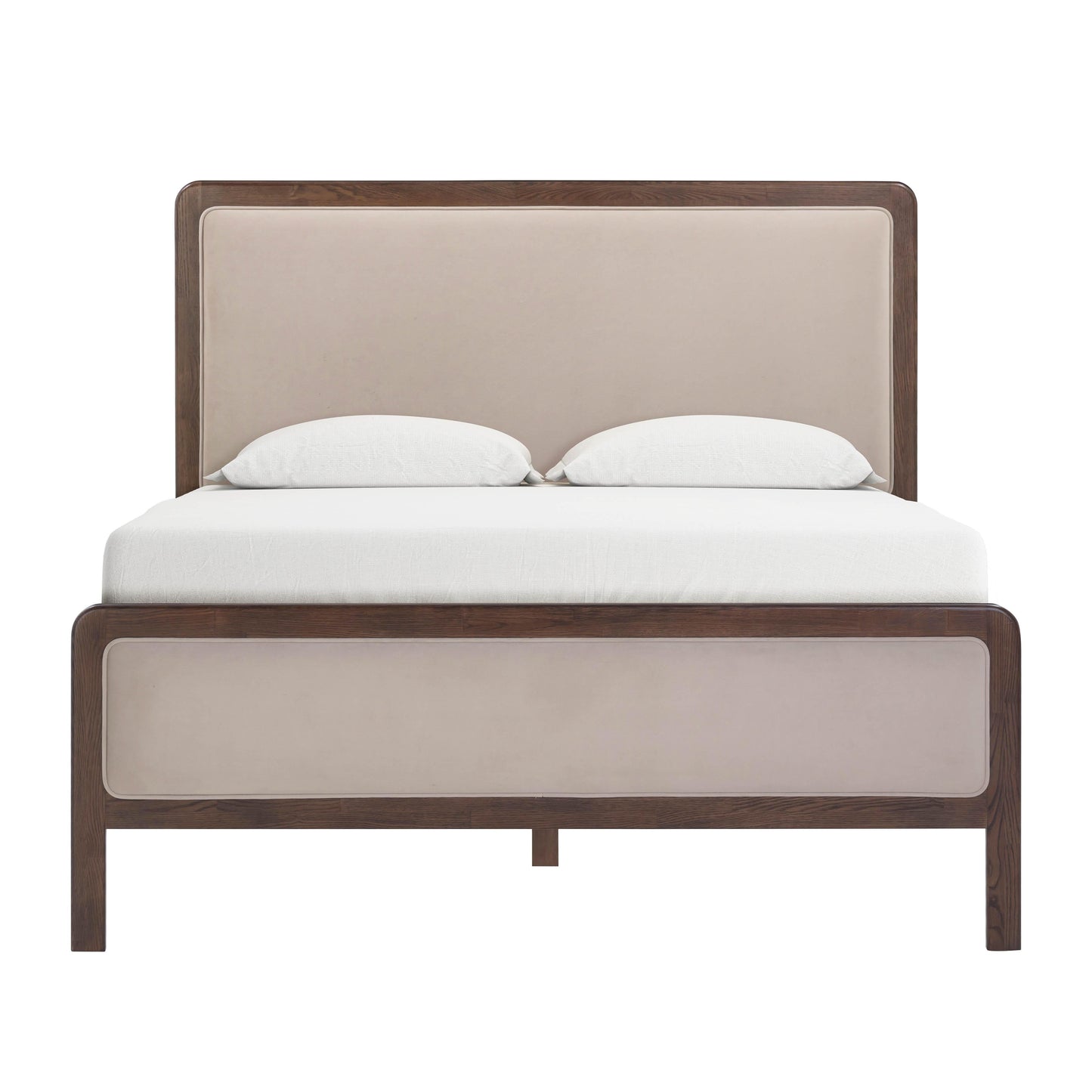 Hella Contract-Grade Velvet and Ash Wood Bed - Taupe / Queen