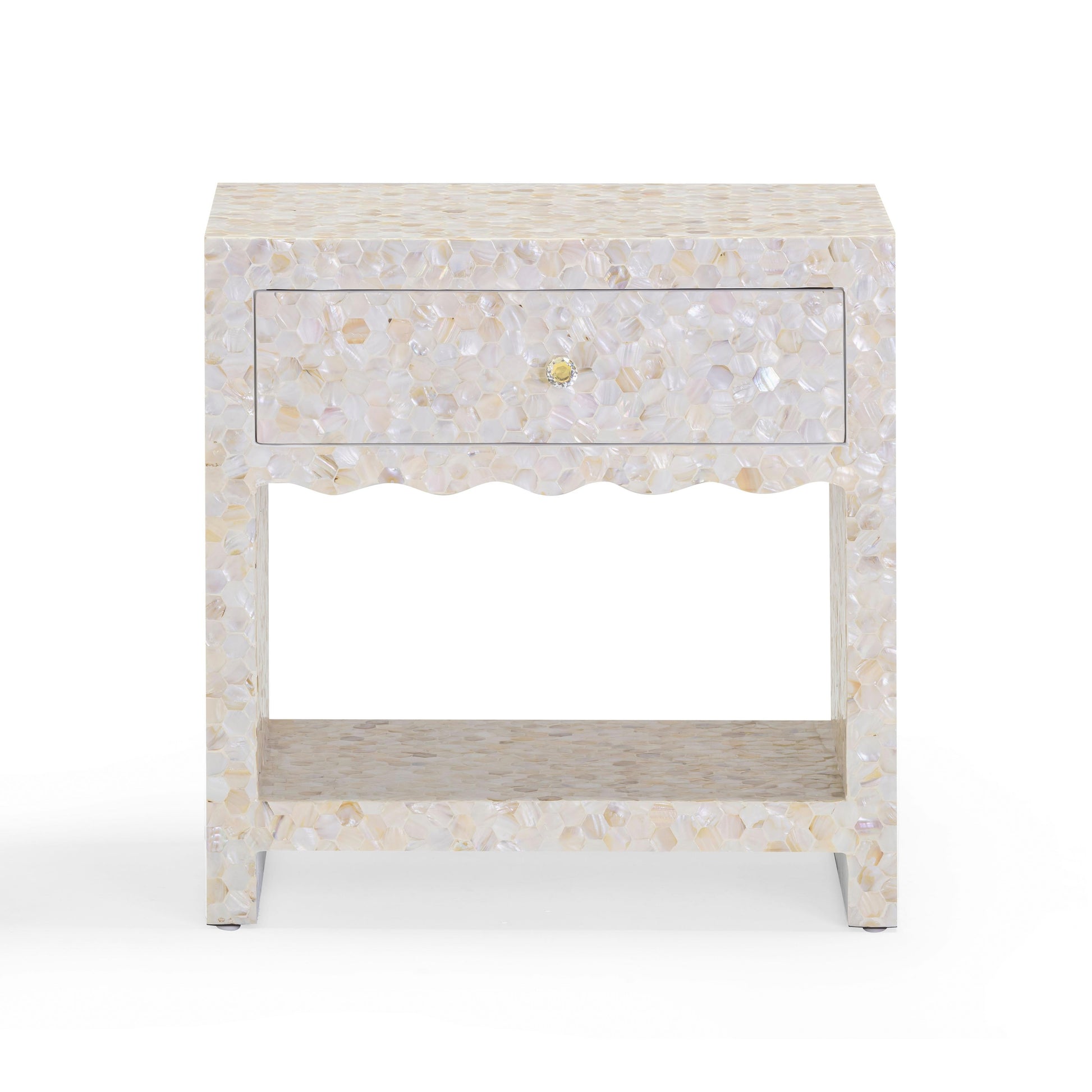 Piara 22" Natural Mother of Pearl Inlaid Nightstand With Drawer - Default Variant
