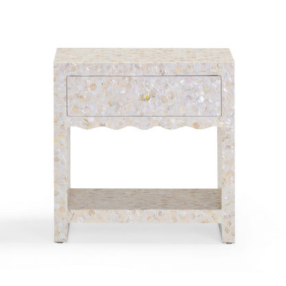 Piara 22" Natural Mother of Pearl Inlaid Nightstand With Drawer - Default Variant
