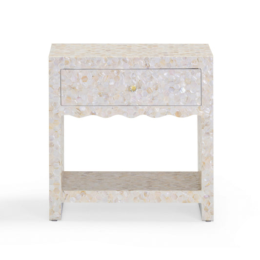 Piara 22" Natural Mother of Pearl Inlaid Nightstand With Drawer - Default Variant