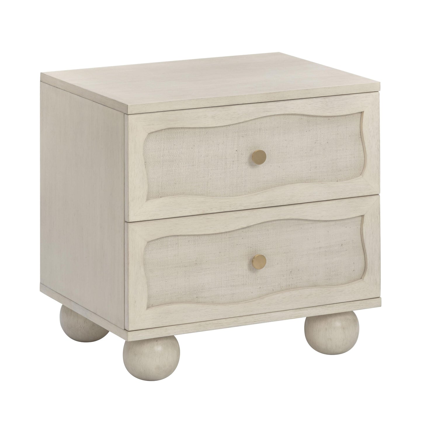 Grappa 22" Wood &amp; Raffia Wavy 2-Drawer Nightstand