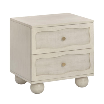 Grappa 22" Wood &amp; Raffia Wavy 2-Drawer Nightstand
