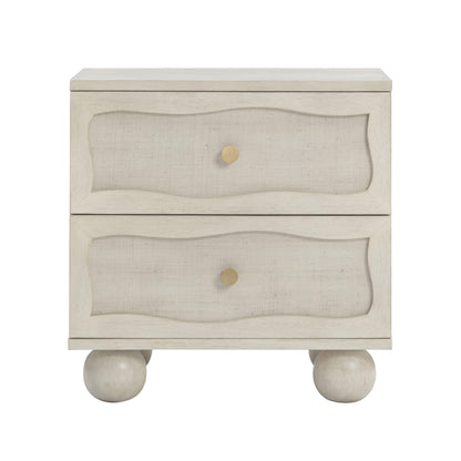 Grappa 22" Wood &amp; Raffia Wavy 2-Drawer Nightstand