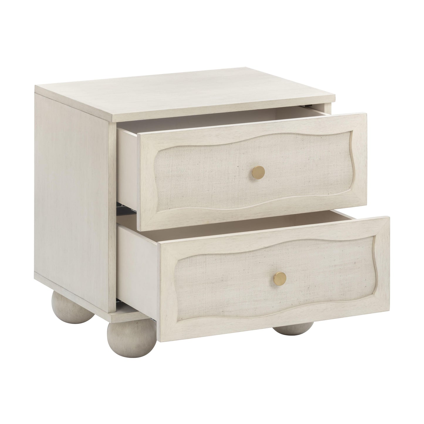 Grappa 22" Wood &amp; Raffia Wavy 2-Drawer Nightstand