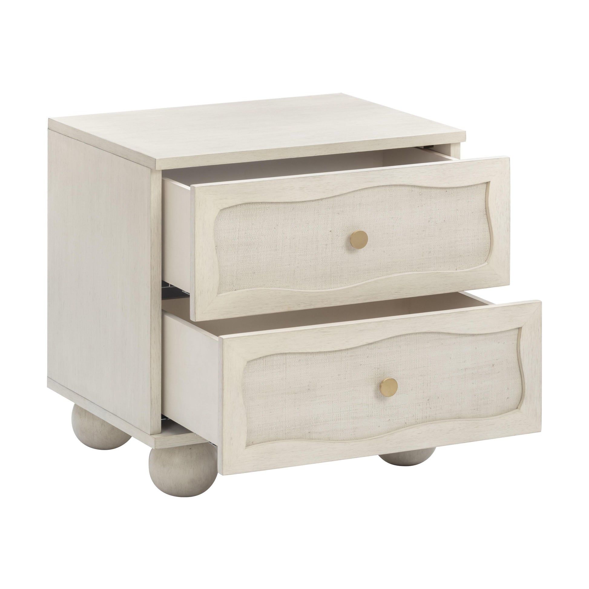 Grappa 22" Wood &amp; Raffia Wavy 2-Drawer Nightstand