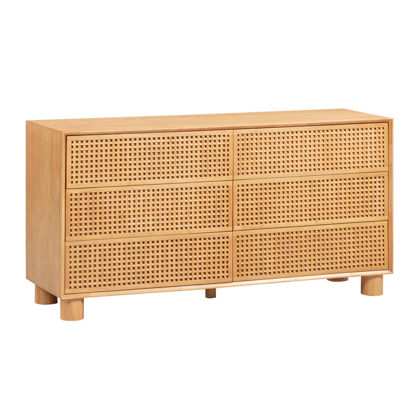 Miles 62" Natural Wood 6-Drawer Dresser - Default Variant