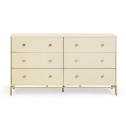 Pesce 57" Faux Shagreen 6-Drawer Dresser - Cream