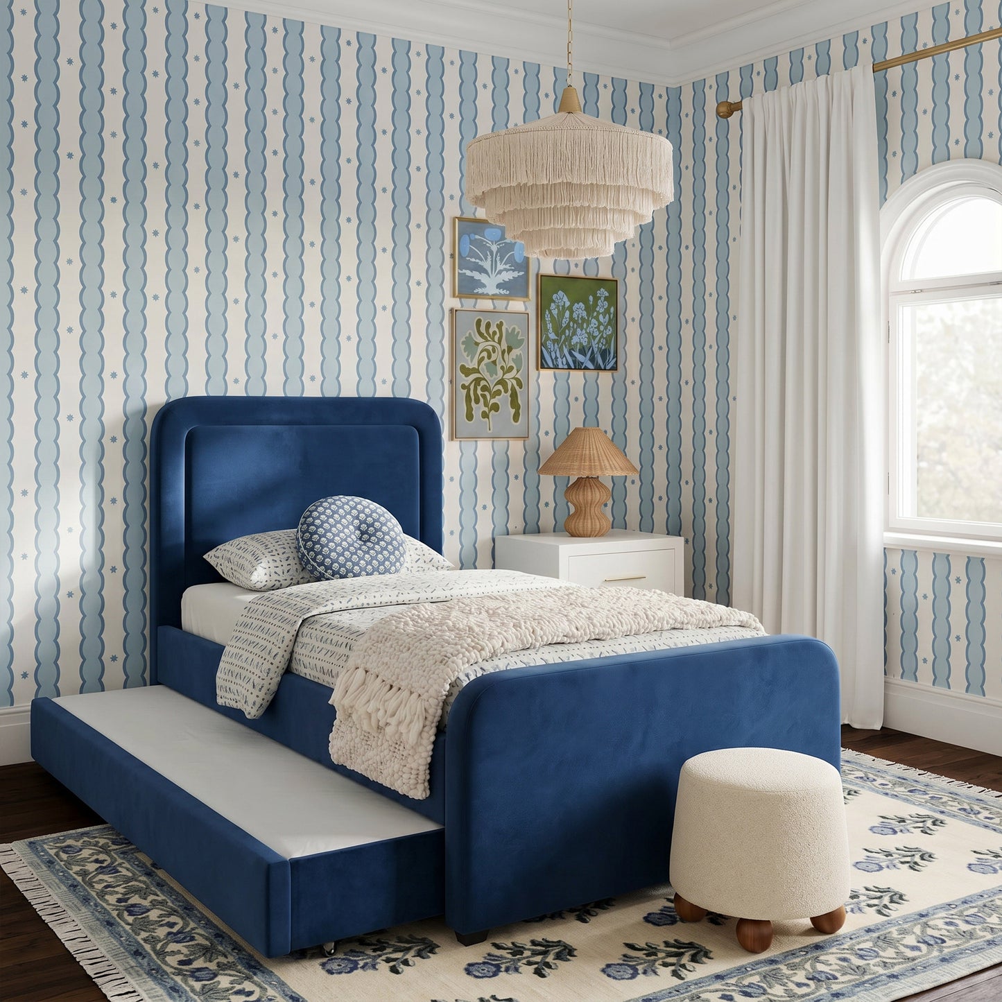 Briella Performance Velvet Trundle Bed in Twin