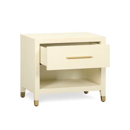 Dani 25" Cream Faux Shagreen Nightstand with Drawer