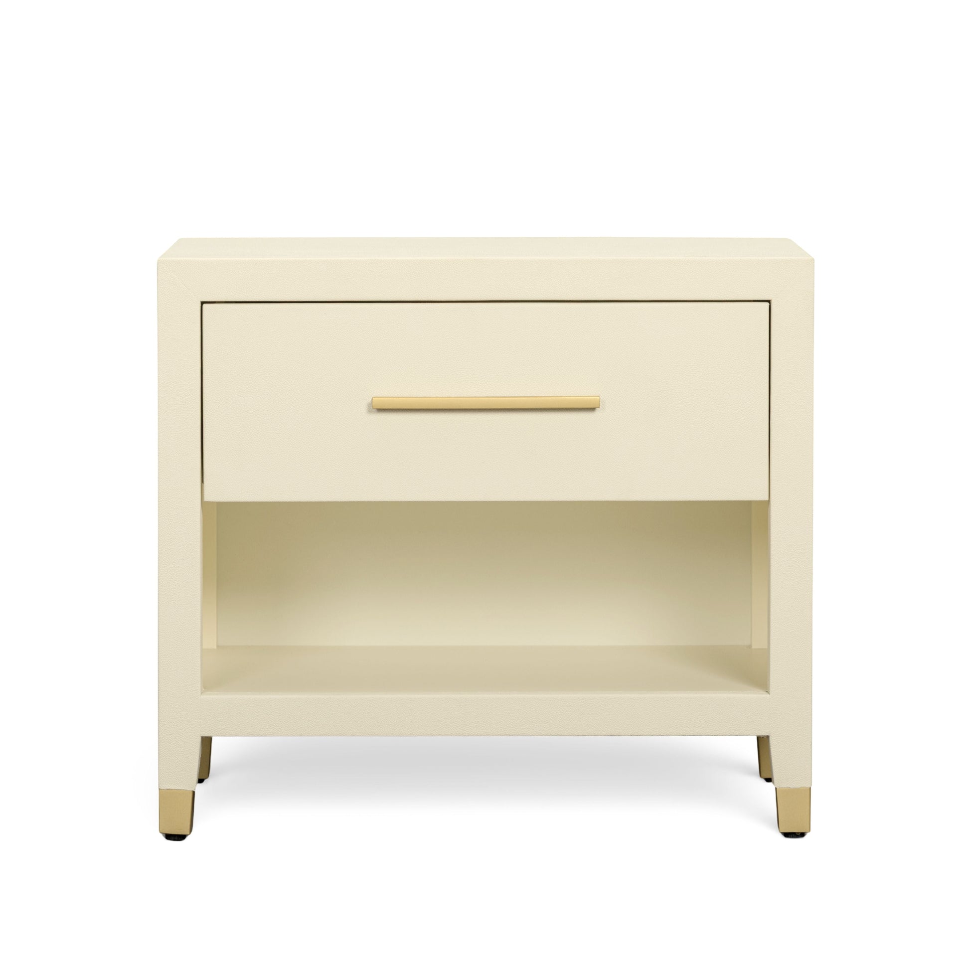 Dani 25" Cream Faux Shagreen Nightstand with Drawer - Default Variant