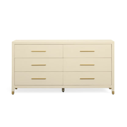 Dani 62" Cream Faux Shagreen 6-Drawer Dresser - Default Variant