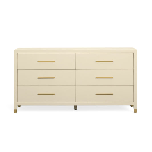 Dani 62" Cream Faux Shagreen 6-Drawer Dresser - Default Variant