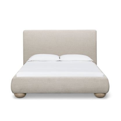 Rayne Textured Fabric Bed - Cream / Queen