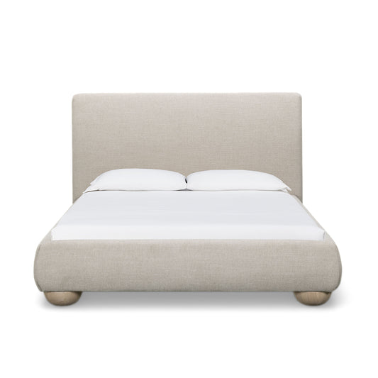 Rayne Textured Fabric Bed - Cream / Queen