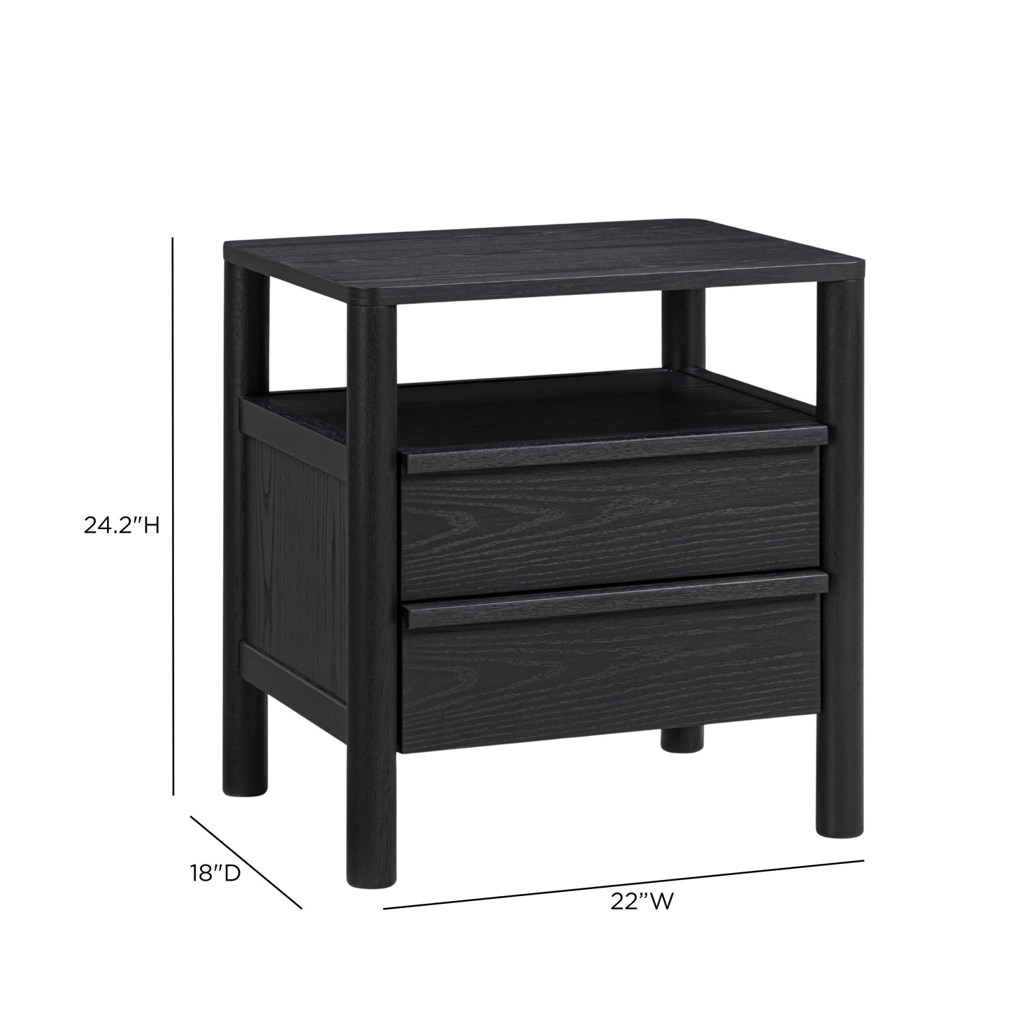 Tyra 22" Ash 2-Drawer Nightstand