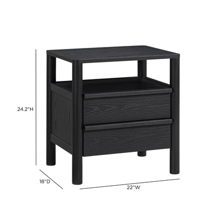 Tyra 22" Ash 2-Drawer Nightstand