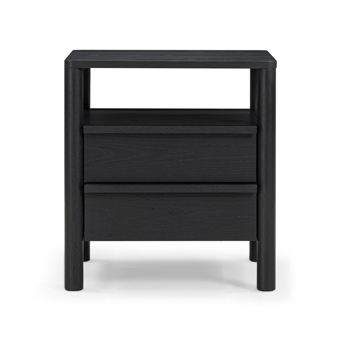 Tyra 22" Ash 2-Drawer Nightstand - Black