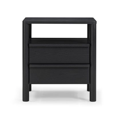 Tyra 22" Ash 2-Drawer Nightstand - Black