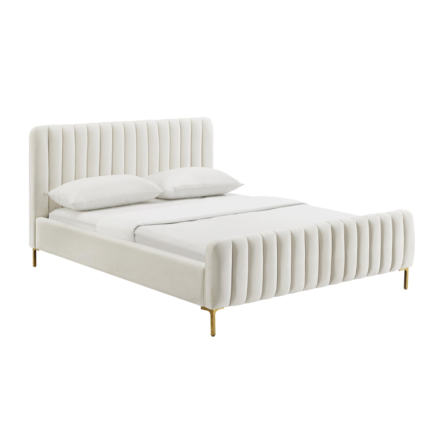 Angela Performance Velvet Bed - Cream / Full