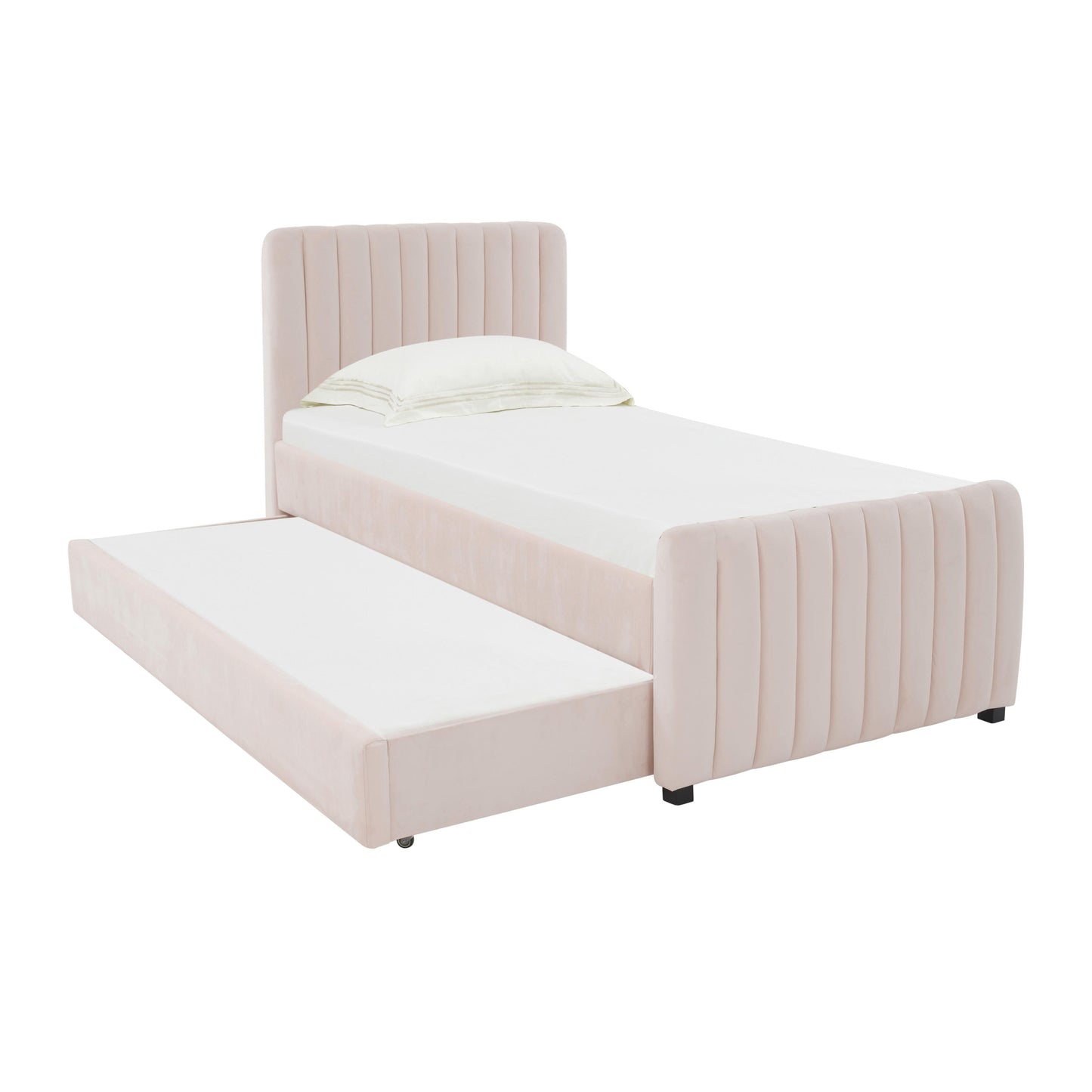 Angela Performance Velvet Trundle Bed in Twin - Blush
