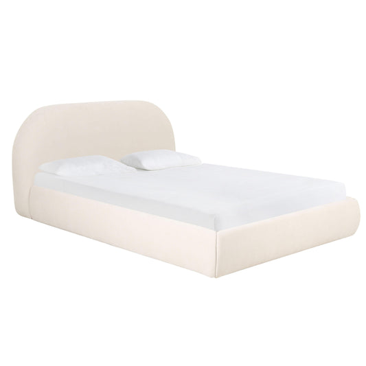 Bara Cream Textured Performance Velvet Bed - Queen