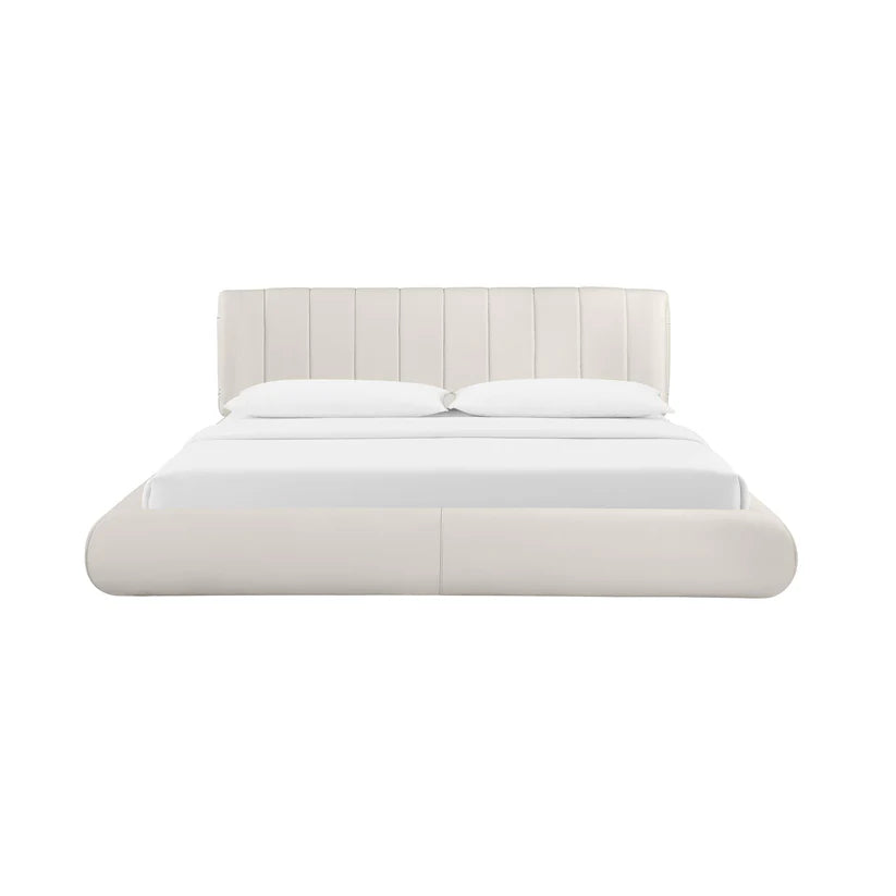 Karol Cream Performance Vegan Leather Bed , King Size.