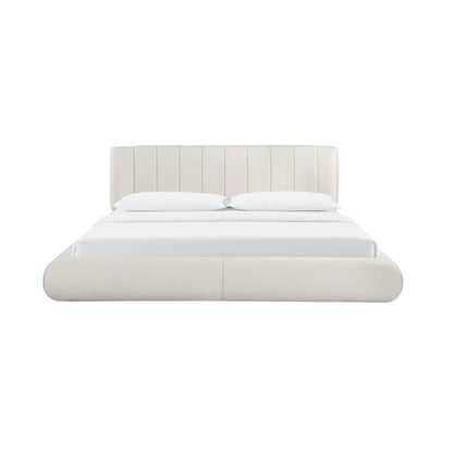 Karol Cream Performance Vegan Leather Bed , King Size.