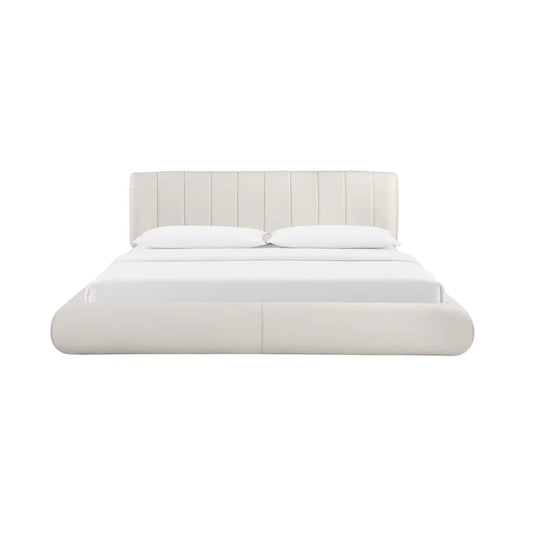 Karol Cream Performance Vegan Leather Bed , King Size.