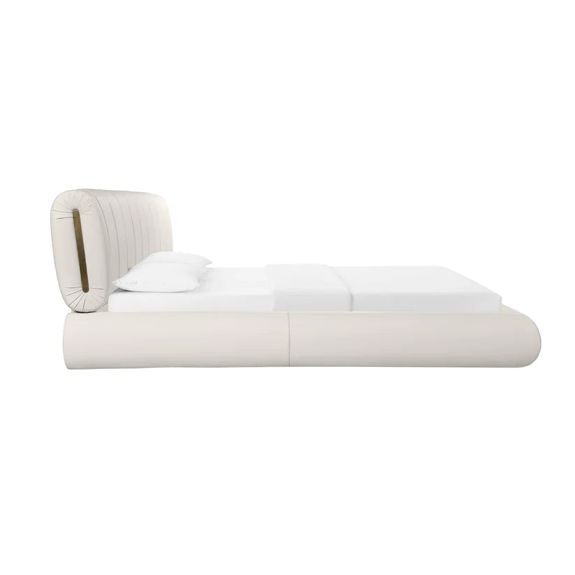 Karol Cream Performance Vegan Leather Bed , King Size.