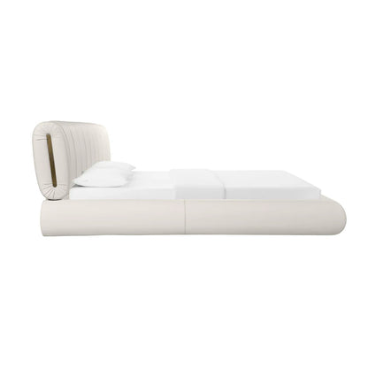 Karol Cream Performance Vegan Leather Bed , King Size.