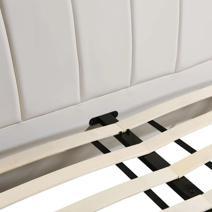 Karol Cream Performance Vegan Leather Bed , King Size.