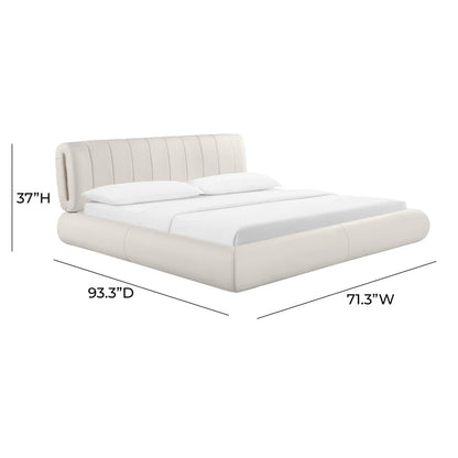 Karol Cream Performance Vegan Leather Bed , King Size.