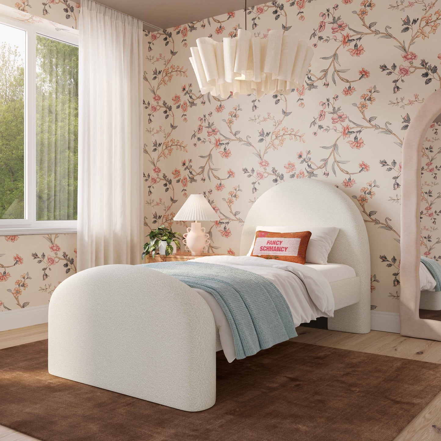 Moon Cream Performance Boucle Twin Bed