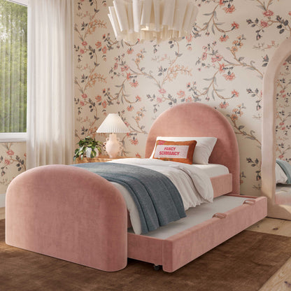 Moon Rose Upcycled Contract-Grade Chenille Twin Trundle Bed