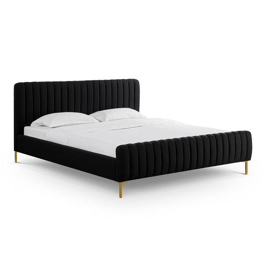 Angela Upcycled Performance Linen Bed - Black / King