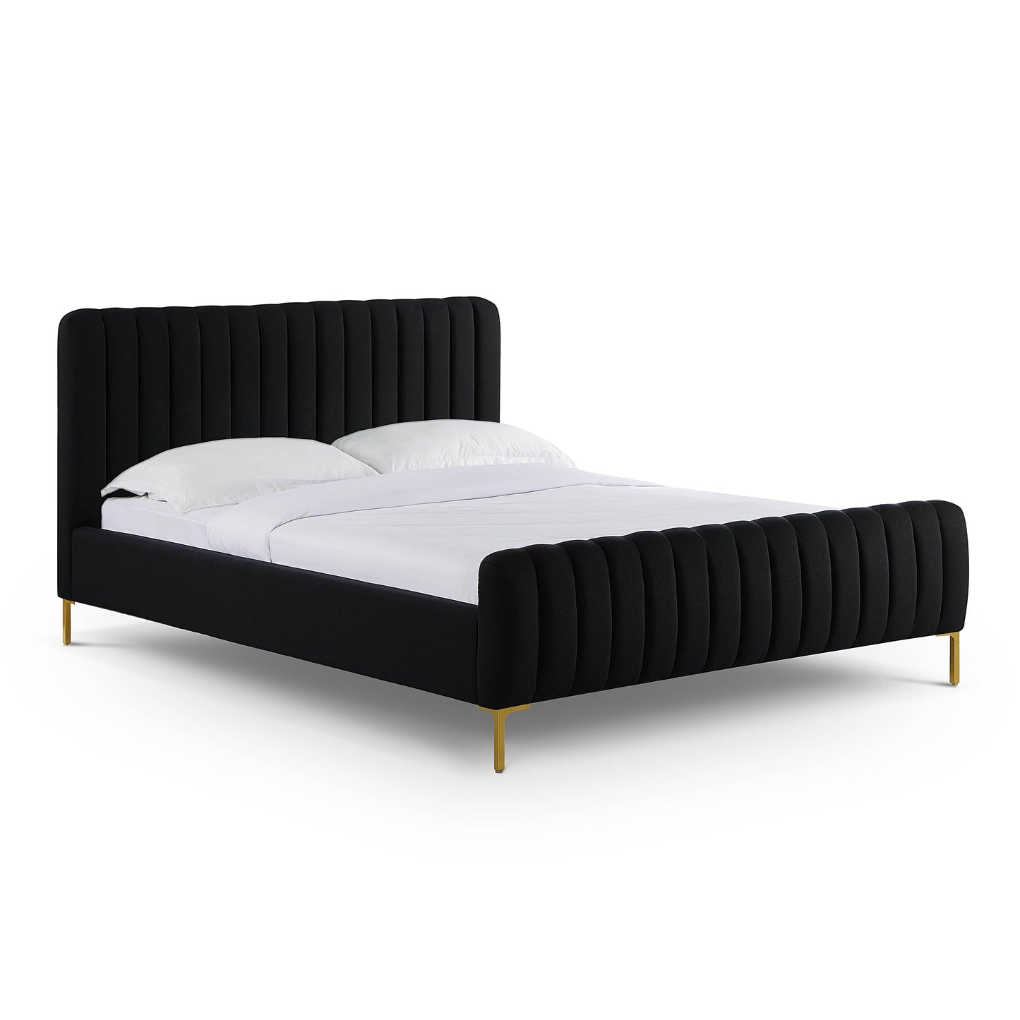 Angela Upcycled Performance Linen Bed - Black / Queen
