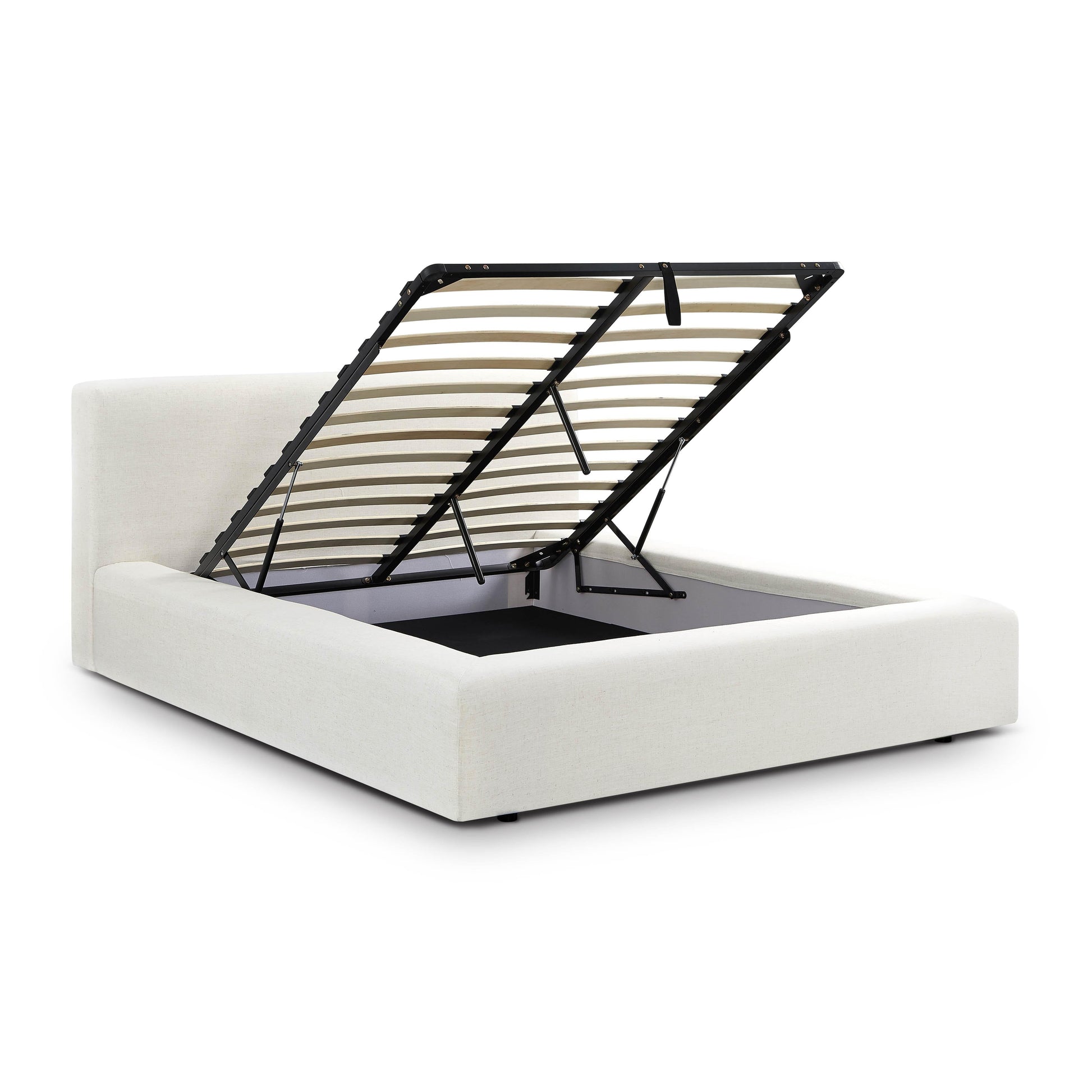 Meena Cream Upcycled Performance Linen Storage Bed - Queen