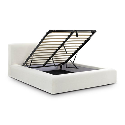 Meena Cream Upcycled Performance Linen Storage Bed - Queen