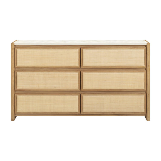 Paige 56" Natural Oak 6-Drawer Dresser - Default Variant