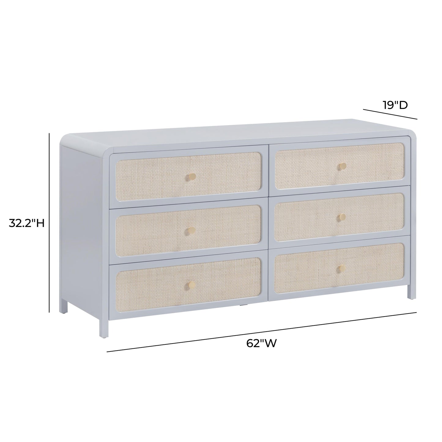 Patty 62" Rattan 6 Drawer Dresser