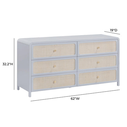Patty 62" Rattan 6 Drawer Dresser