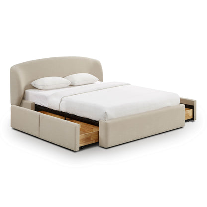 Corey Upcycled Performance Linen Storage Bed - Taupe / Queen
