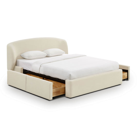 Corey Upcycled Performance Linen Storage Bed - Cream / Queen